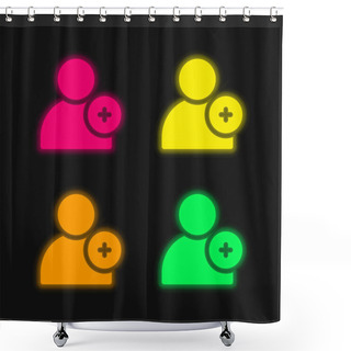 Personality  Add Friend Four Color Glowing Neon Vector Icon Shower Curtains