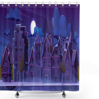Personality  Medieval Town With Half-timbered Houses At Night Shower Curtains