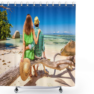 Personality  Couple On A Beach At Seychelles Shower Curtains