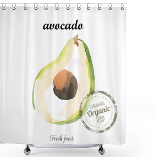 Personality  Watercolor Green Fresh Avocado. Shower Curtains
