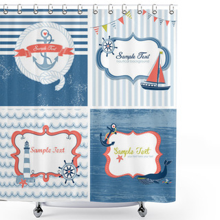 Personality  Set Of 4 Nautical Cards Shower Curtains