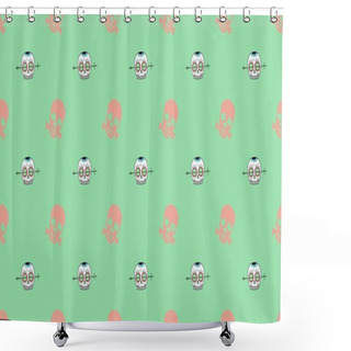 Personality  Colored Background With Different Accessories Shower Curtains