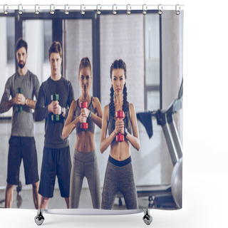 Personality  Sporty People Exercising In Gym  Shower Curtains