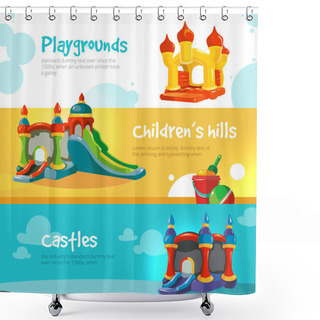 Personality  Inflatable Castles And Childrens Hills On Playground Shower Curtains