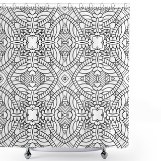 Personality  Vector Seamless Monochrome Abstract Pattern Shower Curtains