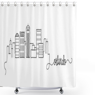Personality  Orlando City Skyline Doodle Sign Shower Curtains