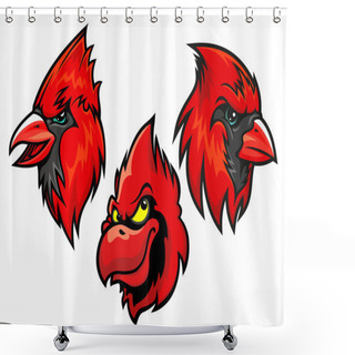 Personality  Cardinal Bird Heads Set Shower Curtains