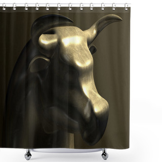 Personality  Bull Market Bronze Casting Contrast Shower Curtains