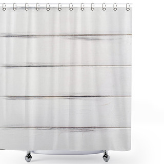 Personality  White Colored Wooden Texture Background. Shower Curtains