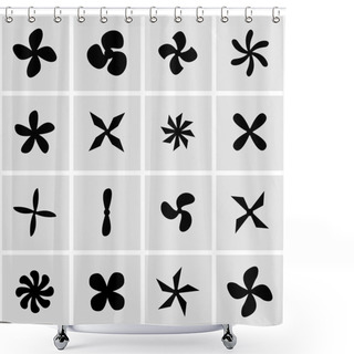 Personality  Vector Black Fans And Propellers Icon Set Shower Curtains