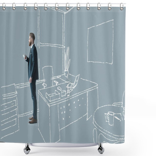 Personality  Businessman Drinking Coffee Shower Curtains