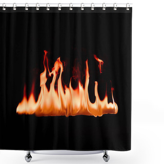 Personality  Close Up View Of Burning Orange Fire On Black Background Shower Curtains
