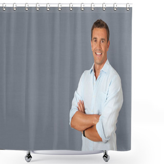 Personality  Portrait Of Handsome Smiling Man Shower Curtains