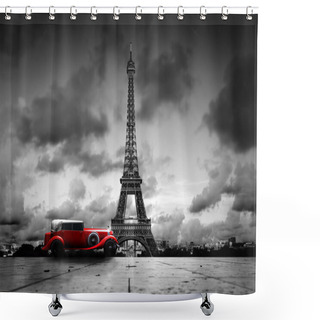 Personality  Effel Tower And Retro Car. Shower Curtains