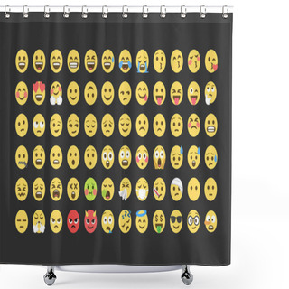 Personality  Emoji Icons And Symbols Set. Happy Kind And Evil Faces. Vector EPS 10 Shower Curtains