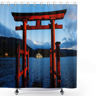 Personality  Torii Gate At Lake Ashi, Hakone Shower Curtains
