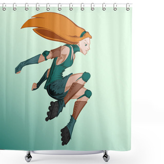 Personality  Vector Illustration Of Roller Girl. Shower Curtains