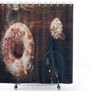 Personality  Christmas Cake, Plate And Cocoa Shower Curtains