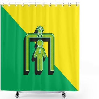 Personality  Airport Security Portal Green And Yellow Modern 3d Vector Icon Logo Shower Curtains