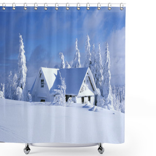 Personality  Cottage In Winter, Orlicke Hory, Czech Republic Shower Curtains