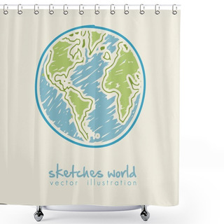 Personality  Sketch Illustration Of Planet Earth Shower Curtains