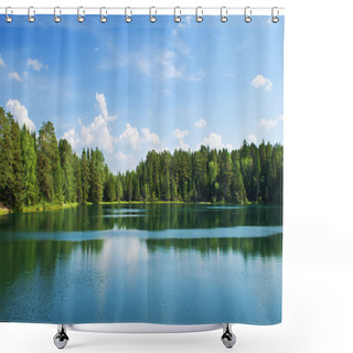 Personality  Lake In Wood Shower Curtains