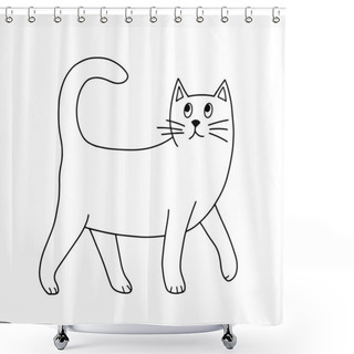 Personality  Stylized Cat Character. Outline Drawing For Coloring. Vector Illustration. Shower Curtains