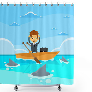 Personality  Businessman At Sea Water In  Boat Shower Curtains