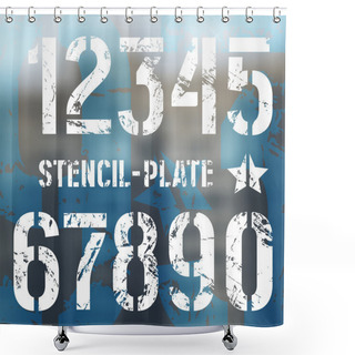 Personality  Stencil-plate Numbers In Military Style Shower Curtains