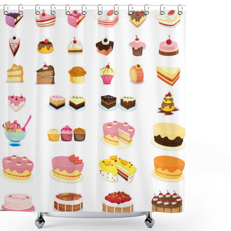Personality  Mixed Cakes And Desserts Shower Curtains