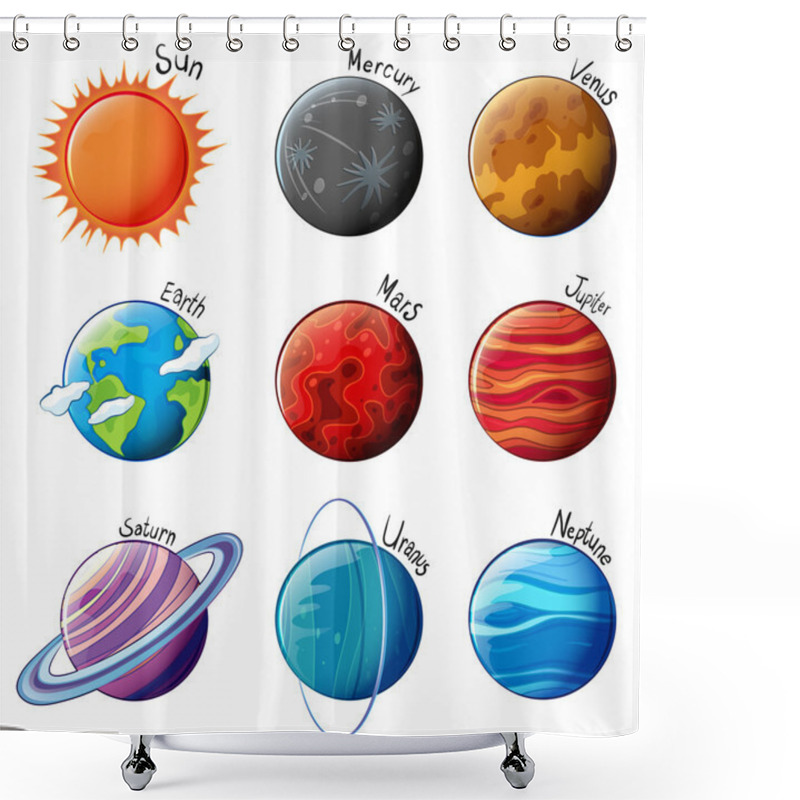 Personality  Planets Of The Solar System Shower Curtains