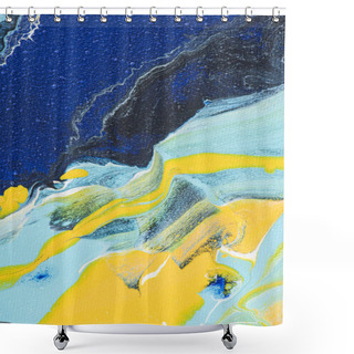 Personality  Abstract Acrylic Background With Yellow And Blue Paint Shower Curtains