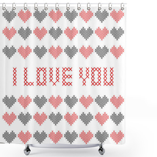Personality  Embroidered Valentine Card. Vector Illustration.  Shower Curtains