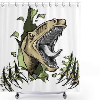 Personality  Sketch Doodle Raptor Dinosaur Vector Illustration Shower Curtains