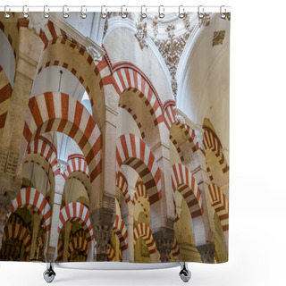 Personality  CORDOBA, SPAIN - FEBRUARY 15, 2014: Columns And Double-tiered Arches In The Interior Of The Mosque-Cathedral Of Cordoba, Andalusia, Southern Spain Shower Curtains