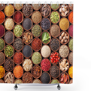 Personality  Seamless Texture With Spices And Herbs Shower Curtains