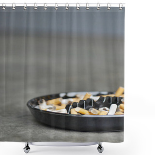 Personality  Full Ashtray Of Cigarettes On Table Shower Curtains