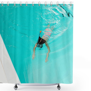 Personality  Child Snorkeling In Blue Water In Swimming Pool Shower Curtains