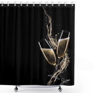Personality  Glasses Of Champagne With Splash Shower Curtains
