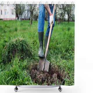 Personality  Man Digs A Hole Shower Curtains