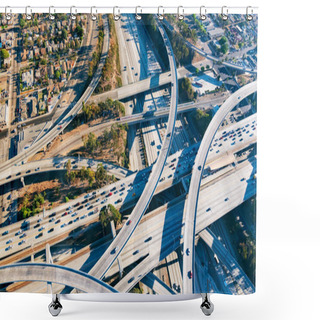Personality  Aerial View Of A Freeway Intersection In Los Angeles Shower Curtains