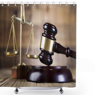 Personality  Justice Scale And Gavel Shower Curtains