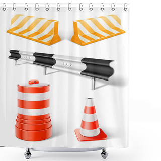 Personality  Working Objects For Road Repair Or Construction Shower Curtains