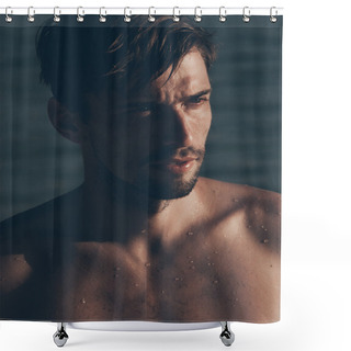 Personality  Sexy Handsome Young Man Shower Curtains