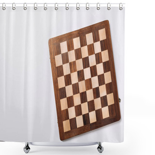 Personality  Top View Of Checkerboard On White Background With Copy Space Shower Curtains
