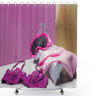 Personality  Toy Bed With Real Size Bra And Sleeping Mask In Miniature Room Shower Curtains