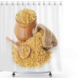 Personality  Bulgur  In A Bag And Clay Bowl Shower Curtains