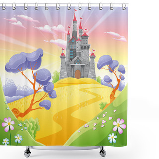 Personality  Landscape With Tower. Shower Curtains