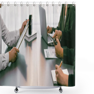 Personality  Candidate And Interviewers Discuss Work Experience And Qualifications In Friendly Job Interview At Corporate Office. HR Team Evaluates Job Application While Interviewee Explaining Profile. Prodigy Shower Curtains
