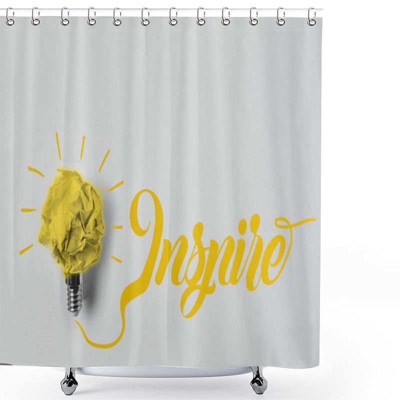 Personality  Top View Of Crumpled Paper As Light Bulb With Inspire Lettering Shower Curtains